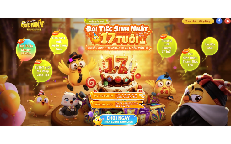 Gunny PC đãi 'Đại Tiệc Sinh Nhật 17 Tuổi' cùng gói quà 1,7 triệu xu