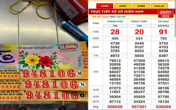Xổ số miền Nam ngày 20 tháng 7: Mua cọc vé ngẫu nhiên, trúng đài Cà Mau 