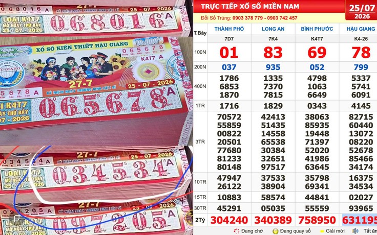 Xổ số miền Nam ngày 25 tháng 7: Một người trúng số 1,6 tỉ đài Hậu Giang