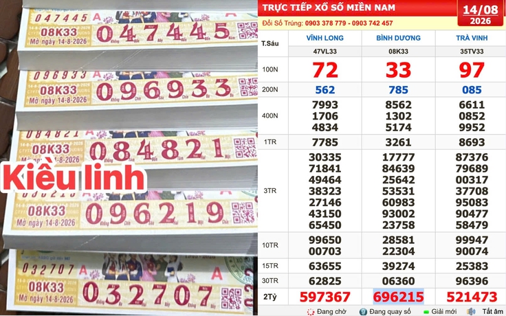 Xổ số miền Nam ngày 14 tháng 8: Tìm vé tứ quý 7777 trúng đài Bình Dương