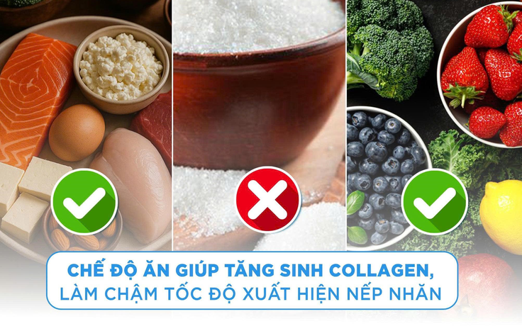 Chế độ ăn giúp tăng sinh collagen, làm chậm tốc độ xuất hiện nếp nhăn