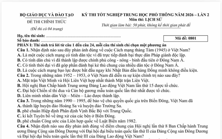 Giáo viên so sánh đề thi tốt nghiệp chính thức với đề thi lại ở Tuyên Quang