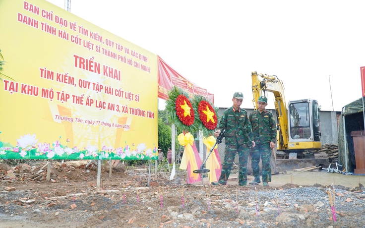 TP.HCM tìm kiếm 5 hài cốt liệt sĩ tại khu mộ tập thể ở xã Thường Tân