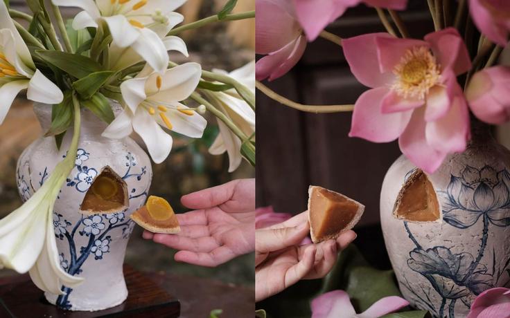 Nhìn như bình hoa thật, ít ai ngờ đây là bánh trung thu