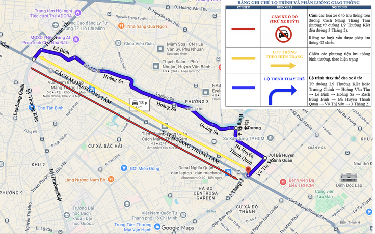 Thi công metro số 2: TP.HCM cấm ô tô một chiều trên đường Cách Mạng Tháng 8