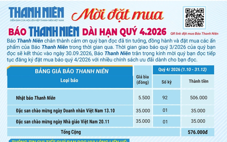Mời đặt mua Báo Thanh Niên dài hạn quý 4/2026