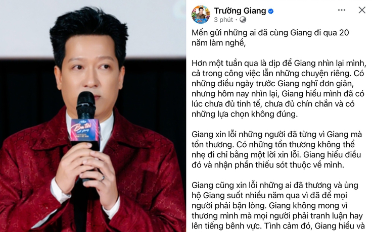 Trường Giang lên tiếng xin lỗi giữa lùm xùm gây xôn xao mạng xã hội