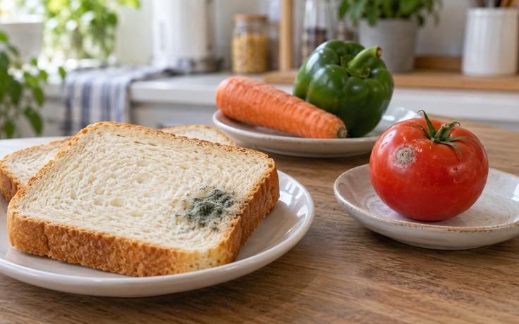 Bánh mì, rau quả bị nấm mốc: Cắt phần hỏng, ăn phần còn lại được không?