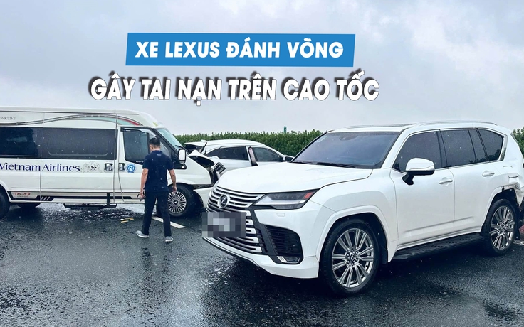 Xe Lexus lạng lách, chặn đường ô tô khác trên cao tốc gây tai nạn liên hoàn