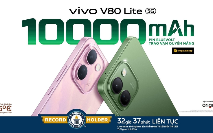 V80 Lite 5G nhận Kỷ lục Guinness thế giới™ 32 giờ 37 phút sử dụng liên tục