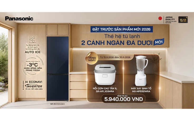 Panasonic ra mắt dòng tủ lạnh 2 cánh ngăn đá dưới thế hệ mới 2026