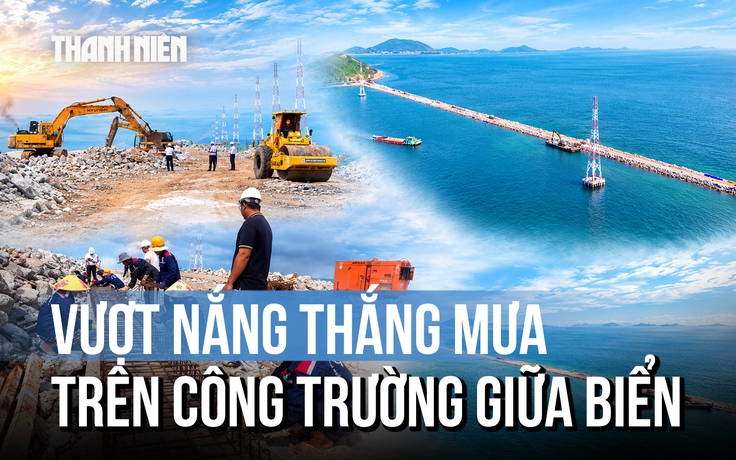 Trên công trường đường dẫn ra cảng tổng hợp Hà Tiên: 'Mưa gió anh em vẫn thi công'