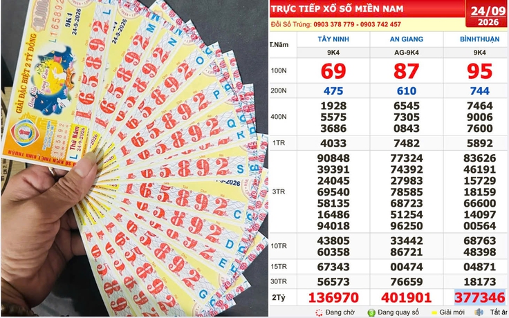 Xổ số miền Nam ngày 24 tháng 9: Nhận tin trúng số đài Bình Thuận từ đại lý