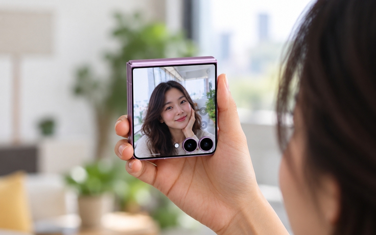Tính năng ẩn biến màn hình ngoài Galaxy Z Flip8 thành gương soi