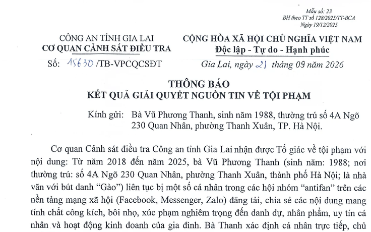 Từ tố giác của nhà văn Gào, công an khởi tố vụ án làm nhục người khác