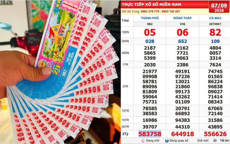 Xổ số miền Nam ngày 7 tháng 9: Gặp may khi mua vé dãy 555505 đài TP.HCM