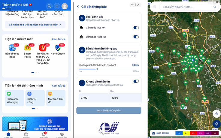 Mini App ‘Bản đồ Mưa ngập’ trên iHanoi: Thêm một ‘lá chắn số’ bảo vệ người dân