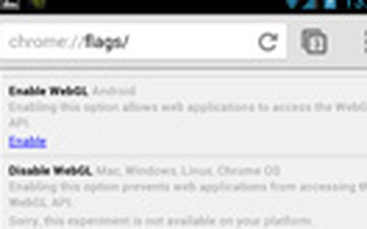 Google cho phép kích hoạt WebGL trong Chrome