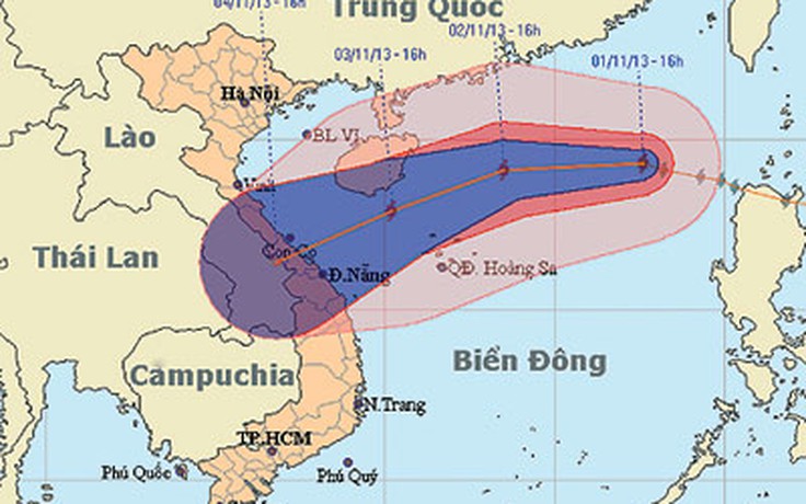 Bão số 12 hướng vào miền Trung