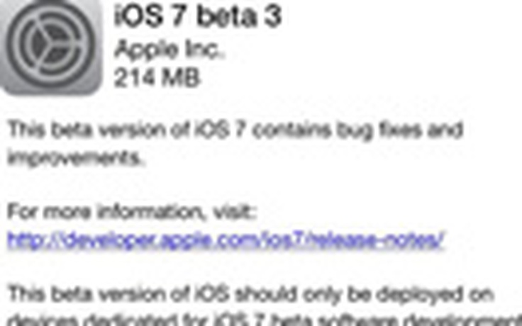 Apple ra mắt bản iOS 7 beta 3