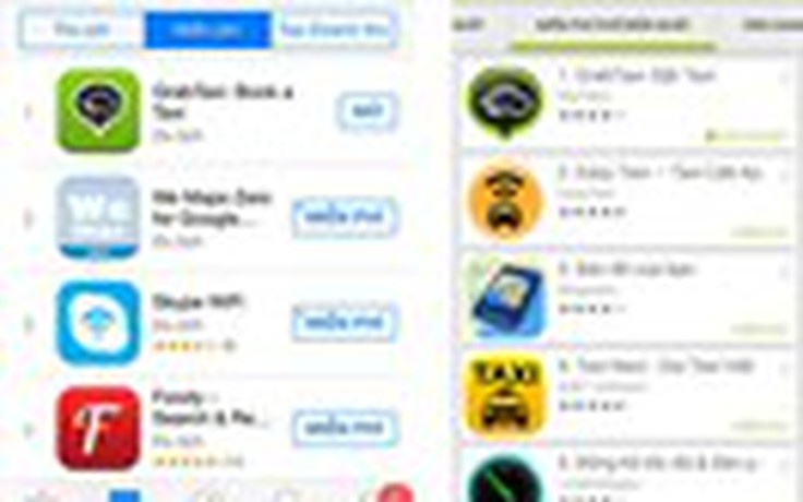 GrabTaxi bất ngờ đứng đầu App Store và Google Play