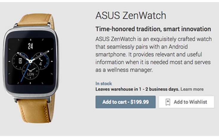 Asus ZenWatch 'cập bến' Google Play