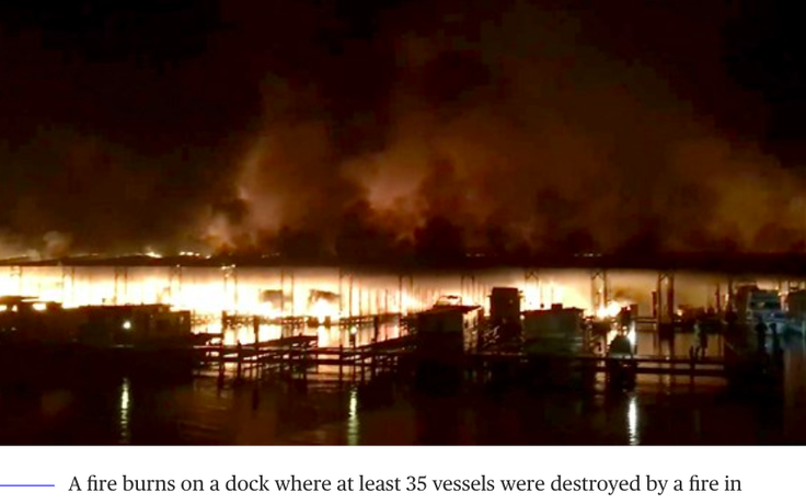 Cháy lớn tại bến tàu Mỹ làm ít nhất 2 người chết, 7 người mất tích