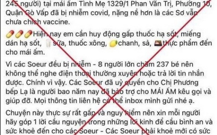 TP.HCM: Lãnh đạo Q.Gò Vấp bác tin đồn Mái ấm tình mẹ có 245 người mắc Covid-19