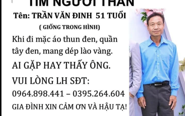 Người đàn ông cùng vợ lên TP.HCM chữa bệnh, nói đi mua vé số rồi 'mất tích'