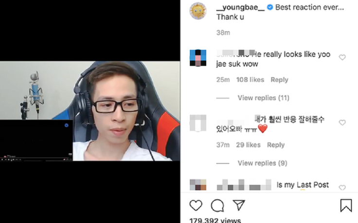 Taeyang (Big Bang) khen clip reaction của ViruSs trên Instagram