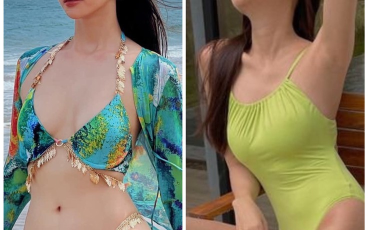 Thanh Hằng, Lương Thùy Linh diện bikini khoe khéo đôi chân dài