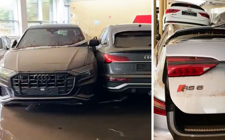 Hàng chục xe sang Audi bị ngập nước hư hỏng tại đại lý