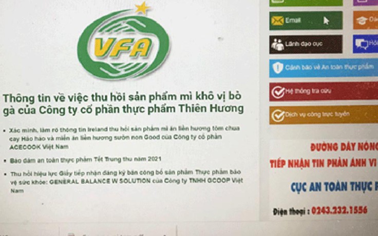 EU thu hồi mì khô Thiên Hương: Bộ Công thương đề nghị TP.HCM thanh tra ngay