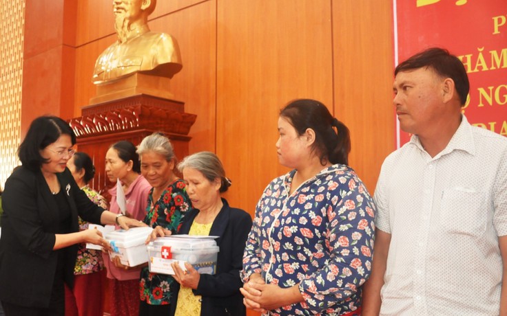 Phó chủ tịch nước Đặng Thị Ngọc Thịnh thăm, tặng quà cho người dân Quảng Nam