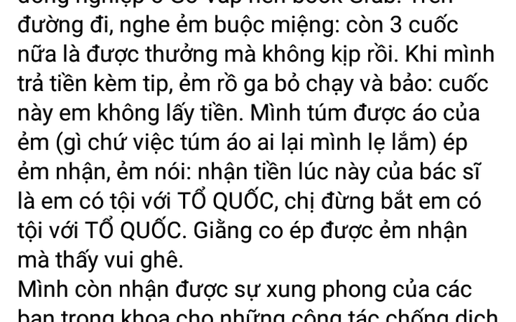 Rưng rưng câu nói 'có tội với Tổ quốc' để từ chối nhận tiền cước với một bác sĩ