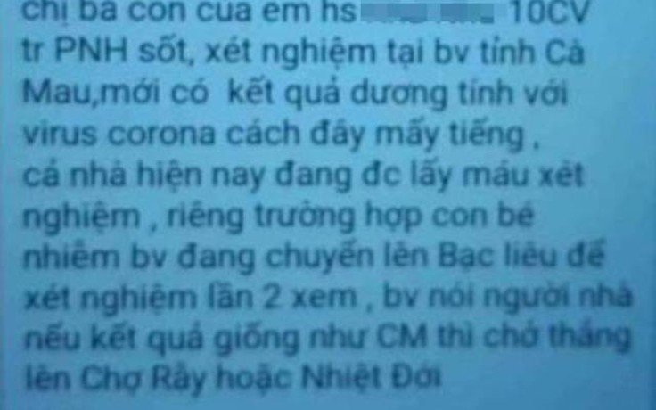 Cà Mau: Phạt một nữ giáo viên thông tin sai về virus Corona 10 triệu đồng