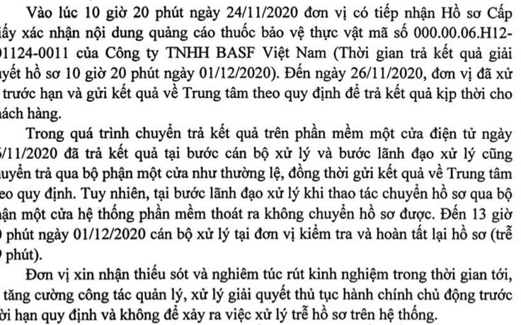 Cà Mau: Một chi cục trưởng giải trình vì xử lý hồ sơ bị trễ 39 phút