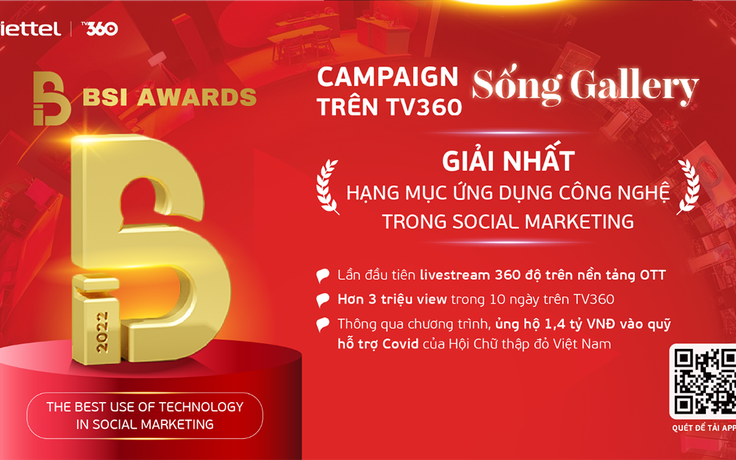 'Sống Gallery'-livestream 360° trên TV360 ẵm giải BSI Awards hạng mục The Best Use of Technology