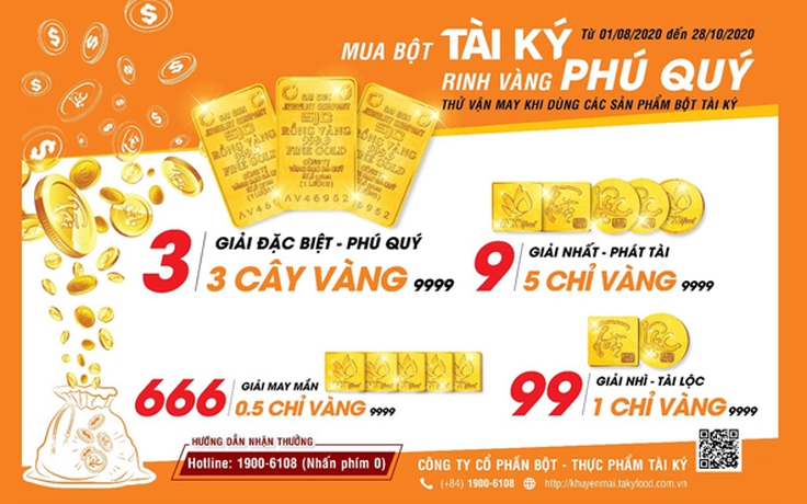 Săn thẻ cào trong các gói bột Tài Ký để sở hữu vàng 9999