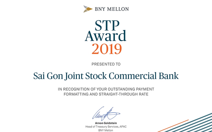 SCB vinh dự nhận giải thưởng STP Award của Bank of New York Mellon