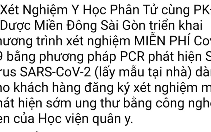 Quảng cáo xét nghiệm Covid-19 sai quy định bị phạt 25 triệu đồng