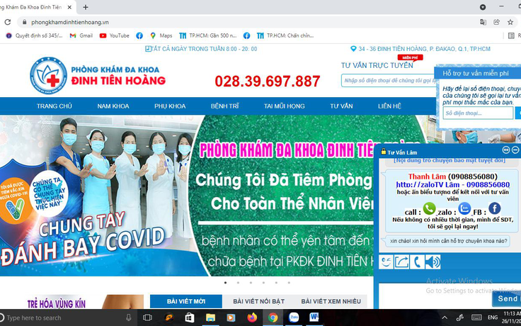 TP.HCM: Rút chứng chỉ hành nghề 2 bác sĩ ở Phòng khám Đinh Tiên Hoàng