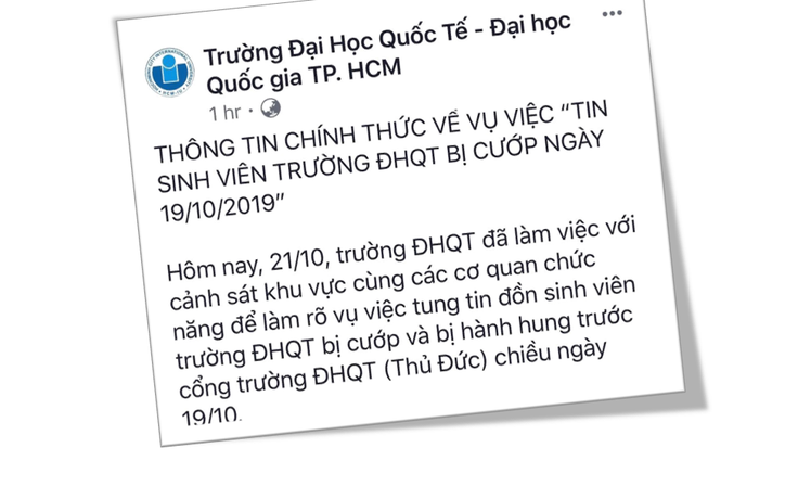 Sinh viên bị cướp và rạch đùi: Trường ĐH Quốc tế khẳng định là tin đồn thất thiệt