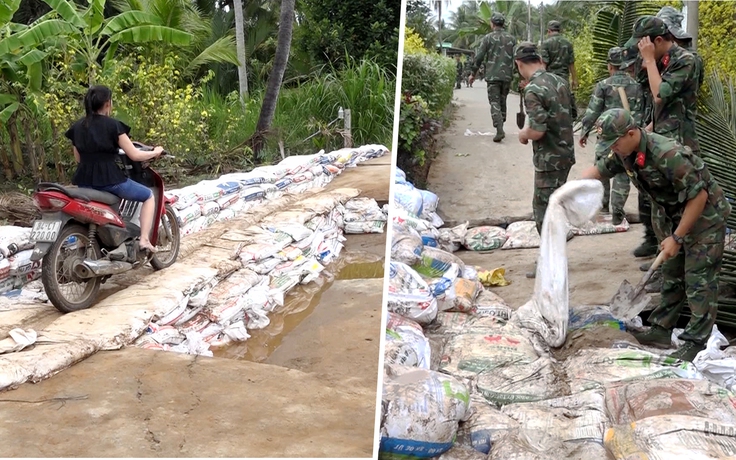 Hàng trăm hộ dân Trà Vinh nơm nớp vì triều cường mùng 4 tết