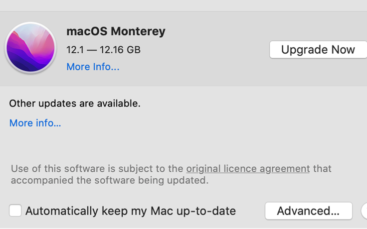 Cách khắc phục lỗi không thể cập nhật macOS 12.1 Monterey
