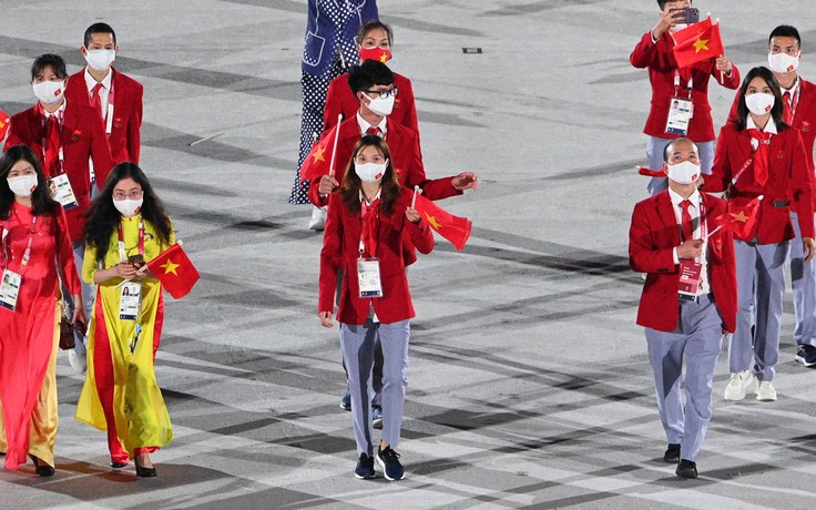 Đoàn thể thao Việt Nam hào hứng dự lễ khai mạc Olympic Tokyo
