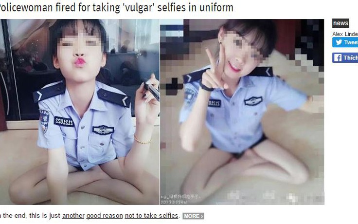 Đăng hình 'mát mẻ' lên mạng, nữ cảnh sát ở Trung Quốc bị đuổi việc