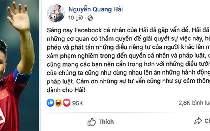 Từ chuyện Quang Hải bị hack tài khoản, bạn trẻ nên làm gì?