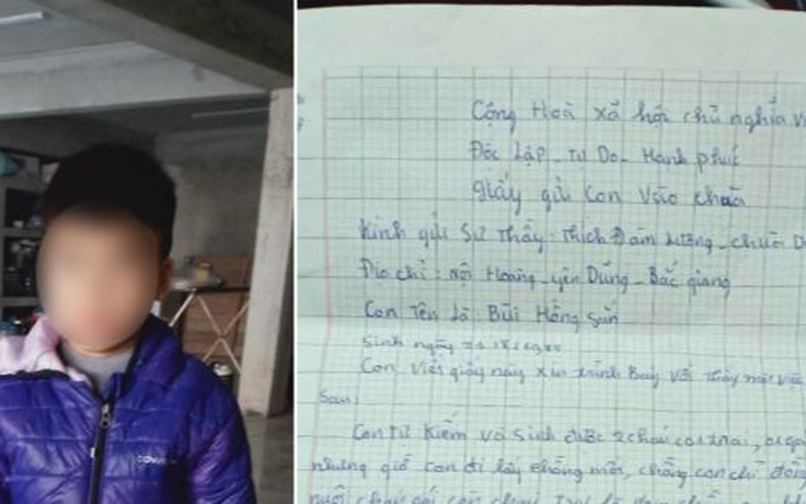 Xác minh nhân thân bé trai 6 tuổi được 'gửi vào chùa' kèm bức thư