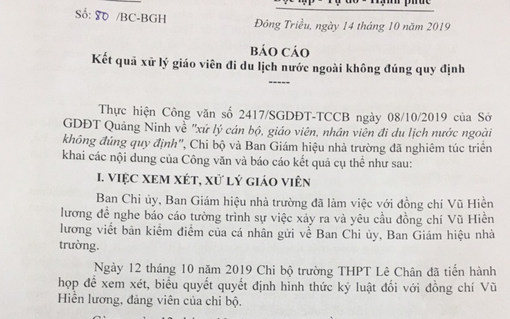 Phê bình, nhắc nhở 4 cô giáo Quảng Ninh đi du lịch nước ngoài không xin phép